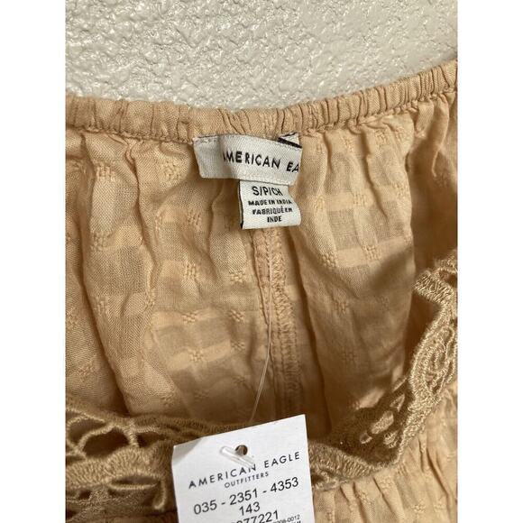 NWT American Eagle neutral blowy side tie top crochet lace boho small festival - Picture 6 of 8
